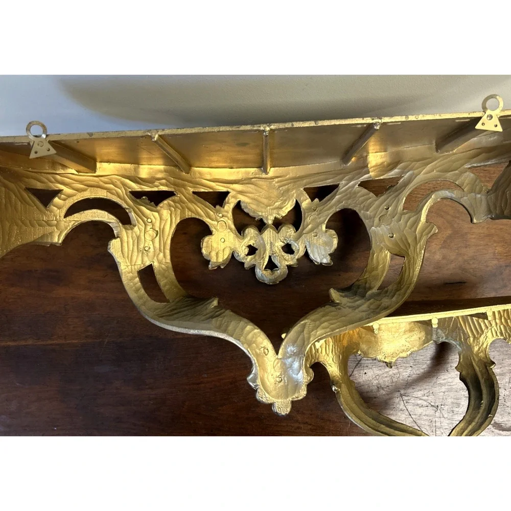 Lot 2 Wall Vintage Shelves Gold Ornate Rococo Hollywood Regency Resin 19” 11.5”
